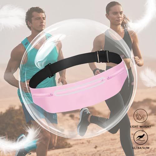 Waterproof Fanny Pack with 3 Pockets - Adjustable Waist Pack for Running - Light Pink