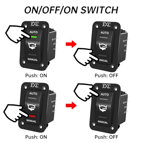 FXC 3-Way Bilge Pump Rocker Switch 12V/24V LED Auto/Manual SPDT 4-Pin 20A