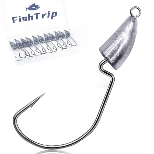 Bullet Jig Heads - 10Pcs 1/16 oz Weighted EWG Hooks for Texas Rig Bass