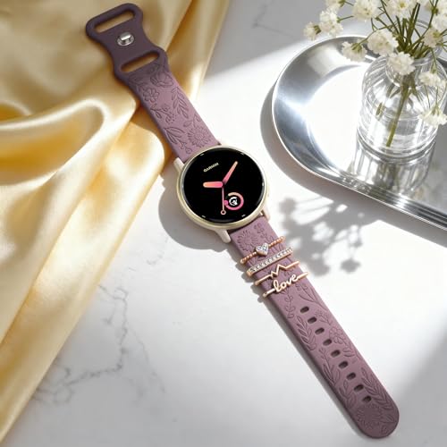 20mm Engraved Silicone Watch Band - Starlight, Milk Tea & Smoky Purple