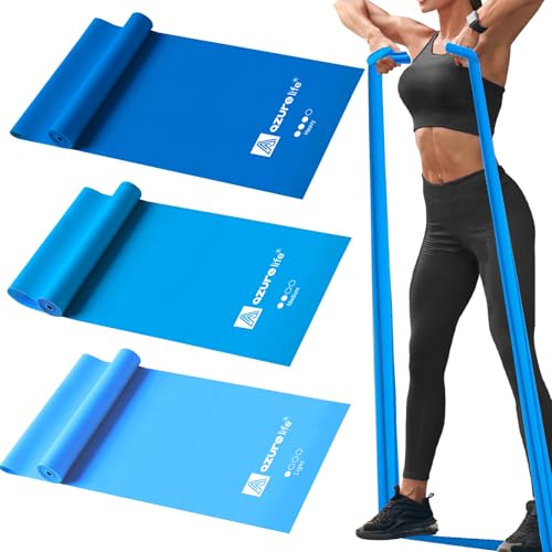 A AZURELIFE 6.9FT Blue Non-Latex Resistance Bands for Fitness & Rehab