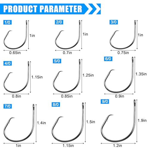 Circle Hooks for Saltwater Fishing - 50pcs 3/0 High Carbon Steel