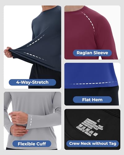 Men's Long Sleeve Shirt - Comfortable Everyday Casual Crew Neck Top