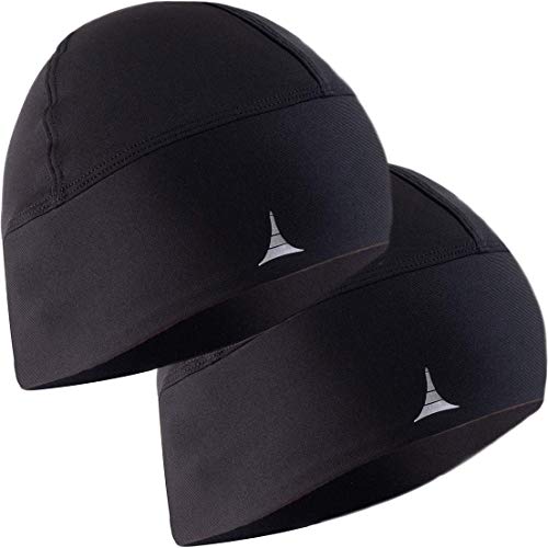 French Fitness Revolution Skull Cap Helmet Liner 2-Pack Black Running Beanies - Thermal & Moisture Wicking