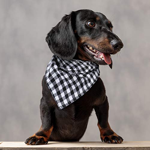 Honoson 6 Pcs Dog Bandana Scarf Plaid, 16.1", Mature Style