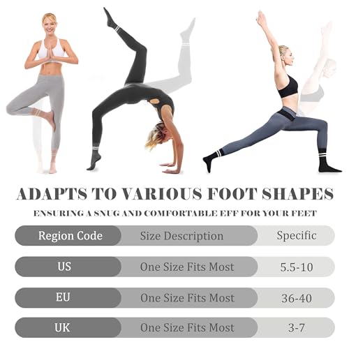 Non-Slip Pilates Socks for Women - Cotton Grippy Crew Socks, 3 Pairs - Color 11