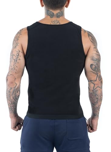 Men's Sauna Suit Compression Vest - Heat Trapping Pullover - Large-X-Large / Black