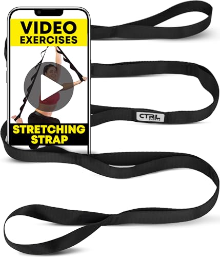 Non-Elastic Yoga Strap with 10 Loops - Stretching Band for Flexibility - Black
