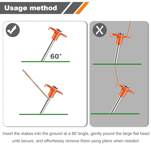 12-Pack Heavy Duty Tent Stakes - 7.1-Inch Rust-Resistant with Orange Sleeves