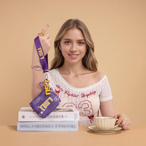 LSU Tigers Zip Around Small Wallet with Wristlet Strap - Purple