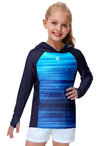 Kids Long Sleeve Hoodie Rash Guard - UPF 50+ Swim Top 11-12 Years Gradient Navy