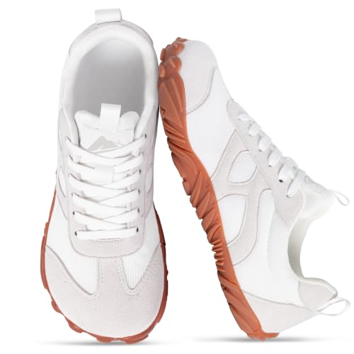 Bewenoo Barefoot Shoes Women Men Wide Toe Box Zero Drop Casual Sneakers - White Grey, Size 9 Women / 7.5 Men