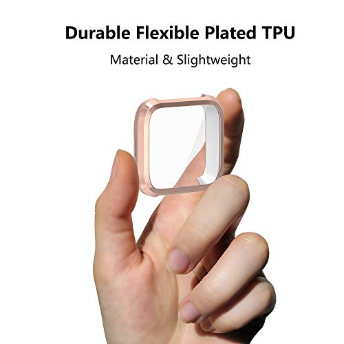 4-Pack Screen Protector Case for Fitbit Versa Lite Edition - Clear, Black, Silver, Rose Gold