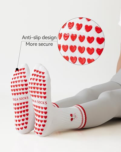 Non-Slip Pilates Grip Socks for Yoga & Barre - One Size / 1 Pair-Cherry