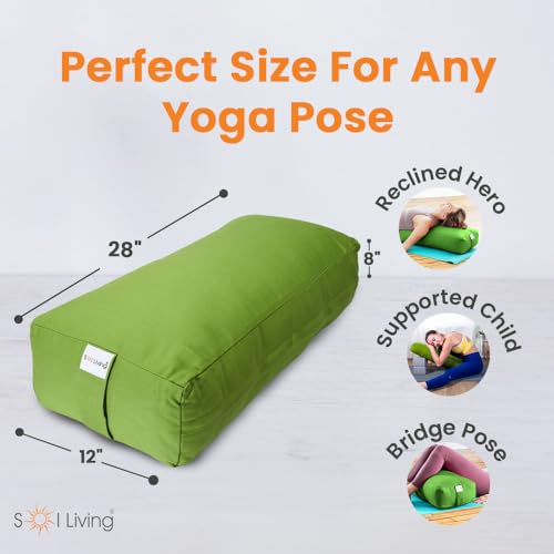 Rectangular Yoga Bolster Meditation Pillow - Green 28" x 12" x 8"