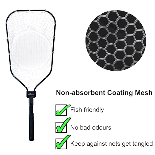 GOODCAT 24.5-Inch Extendable Fly Fishing Net with Rubber Mesh & Magnetic Release