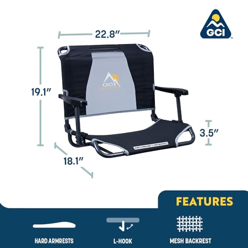 Comfort Stadium Chair with Armrests - Black