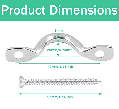 Stainless Steel M5 Pad Eye Straps - 8pcs for Kayak Rigging