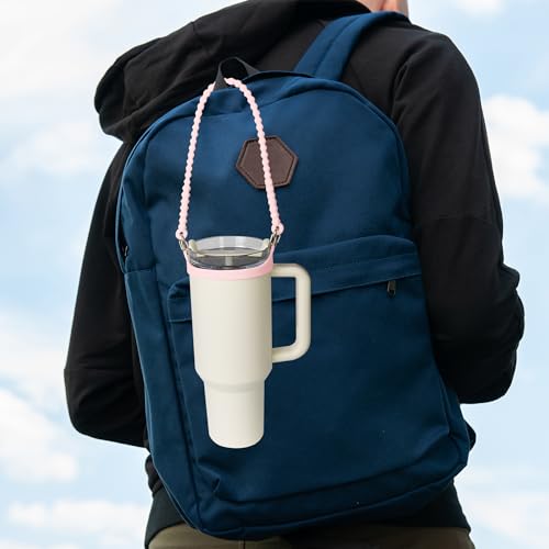 Silicone Water Bottle Handle with Strap - Pink, Fits 8-40oz Bottles