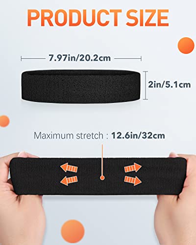 Tanluhu Sweatbands Sport Headbands for Men & Women,Terry Cloth Sweat