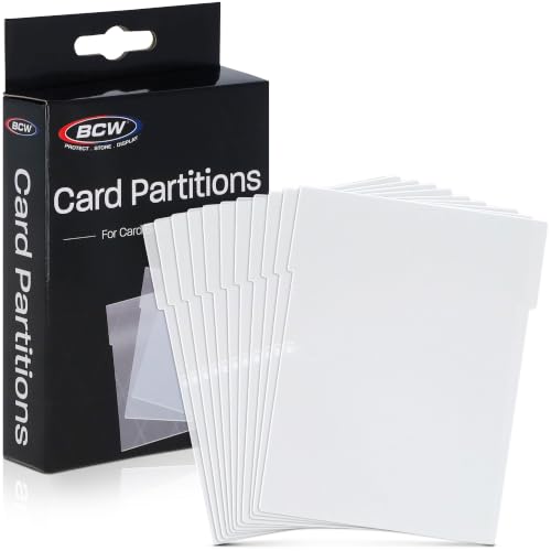 BCW Translucent Card Partitions - Frosted Plastic Dividers for Card Bins, 12 Pack (Standard Size)