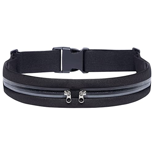Running Belt Fanny Pack - Lightweight Moisture-Wicking Phone Holder - Black