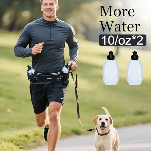 Running Belt with Water Bottles - Black Reflective, Fits 7" Phones