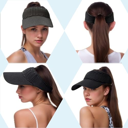 Wide Brim Sun Visor Hat with UV Protection - Black