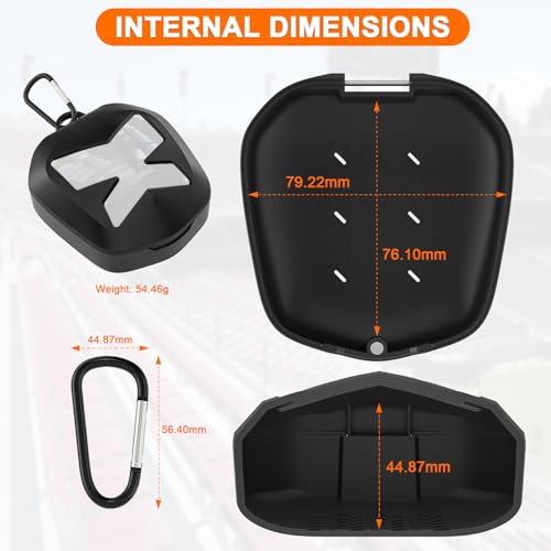 Mouth Guard Case with Clip - Ventilated Hard Shell, Black & White