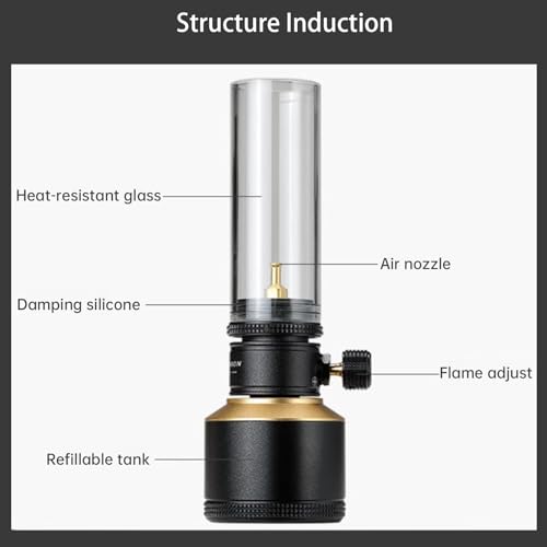 Campingmoon Gas Candle Lantern BKT-1D15 15g Refillable Tank with Wooden Case