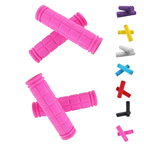 Non-Slip Rubber Bike Handlebar Grips - Pink, Soft & Durable
