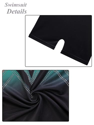 Sleeveless Sparkly Leotard for Girls 4-5T - Jewels Black Green