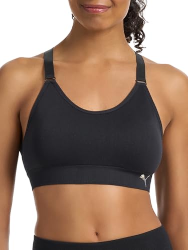 Puma Women's Seamless Sports Bra 2-Pack Medium Black Grey Activewear