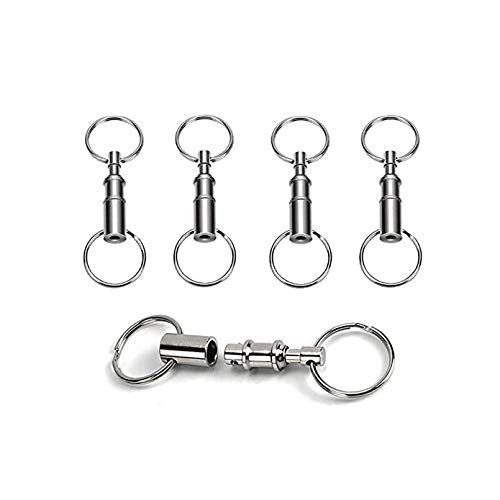 Detachable Pull-Apart Keychains - 4 Pack Silver Steel