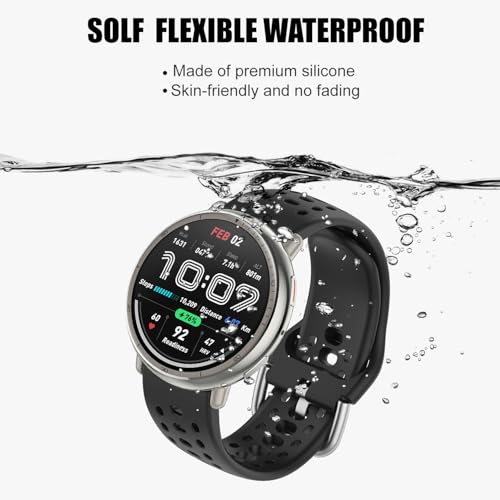 20mm Silicone Replacement Strap for Amazfit Active 2 - Black