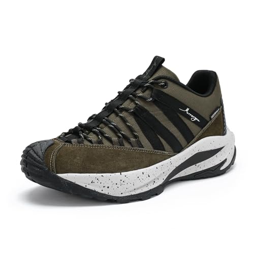 Men's Trail Running Shoes Non Slip Outdoor Hiking Sneakers - Green, Size 8.5