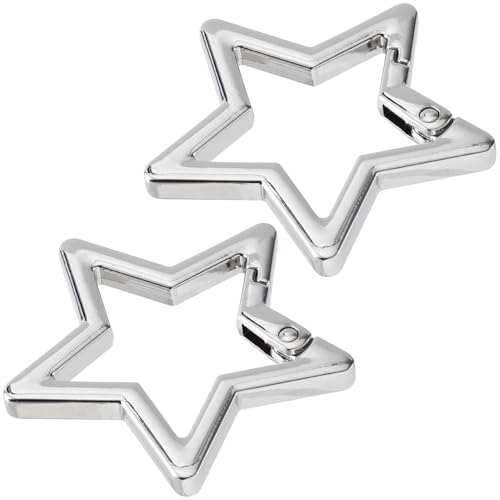Star Shaped Keychain Clip - 2 PCS Zinc Alloy Carabiner - 1.61 in - Silver