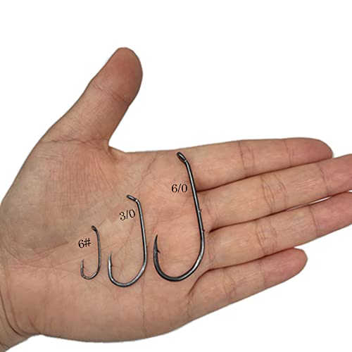 Offset Fishing Hooks - Barbed Shank, 100pcs, Model 2/0