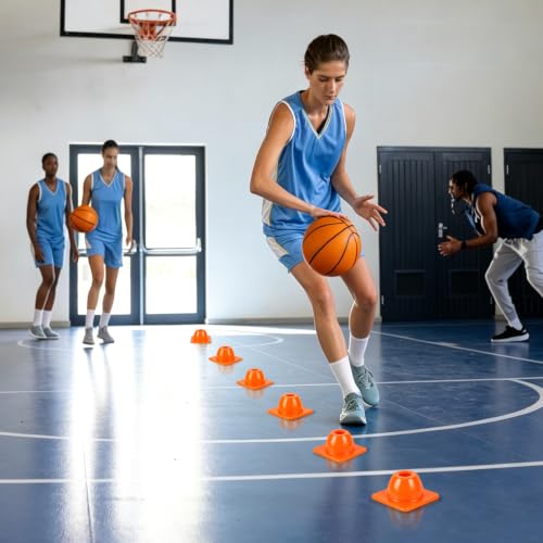 GKXMAXIWANG 12-Pack Orange Heavy Duty Agility Training Cones - Windproof & Shatterproof Sports Markers
