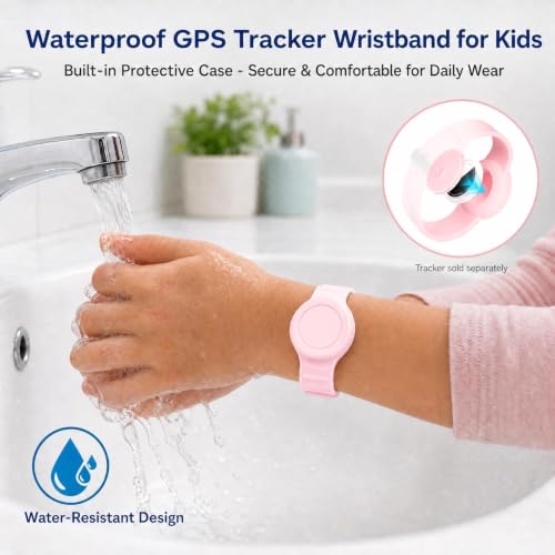 Waterproof Silicone Tracker Wristband for Kids - Light Pink, 2 Pack