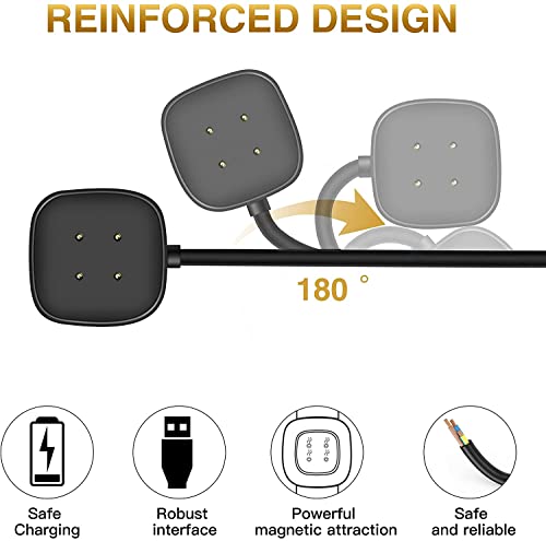 Smartwatch Charging Cable - 2-Pack 3.3ft & 1ft for Fitbit Sense/Versa 3