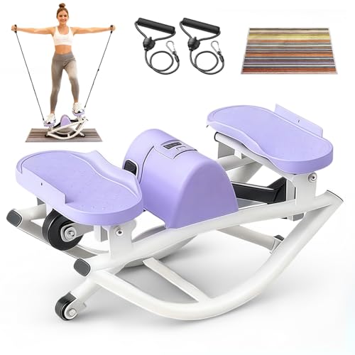 Lateral Rocking Stepper Exercise Machine with Resistance Bands
