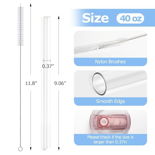 Reusable Straws for Stanley Quencher ProTour 40oz - Clear - 4 Pack