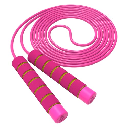 Adjustable Kids Jump Rope - Soft Foam Handles, Pink
