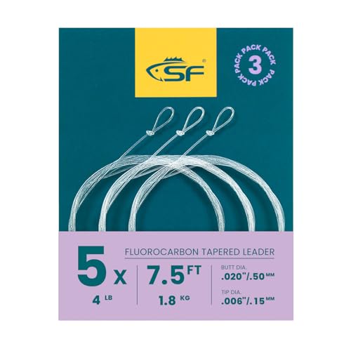 Fluorocarbon Pre-Tied Loop Fly Fishing Leaders - 7.5FT 5X - 3 Packs