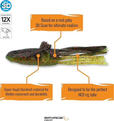 NED Goby Fishing Soft Bait - Green Pumpkin/Chartreuse, 2.75"