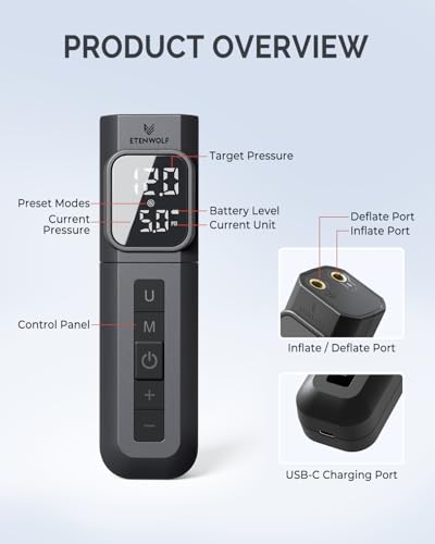 Electric Ball Pump with Digital LCD Display, Fast Inflation & 2000mAh Battery