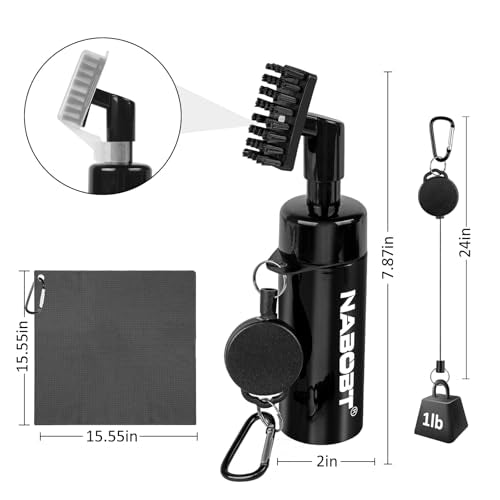 Golf Towel & Club Cleaner Brush Set - Waffle Microfiber, 16x16 Inch