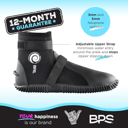 BPS 7mm/5mm/3mm Neoprene Dive Boots with Anti-Slip Hard Sole for Water Sports - Men & Women
