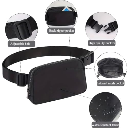 Mini Belt Bag Black Fanny Pack - Adjustable Crossbody Waist Pack